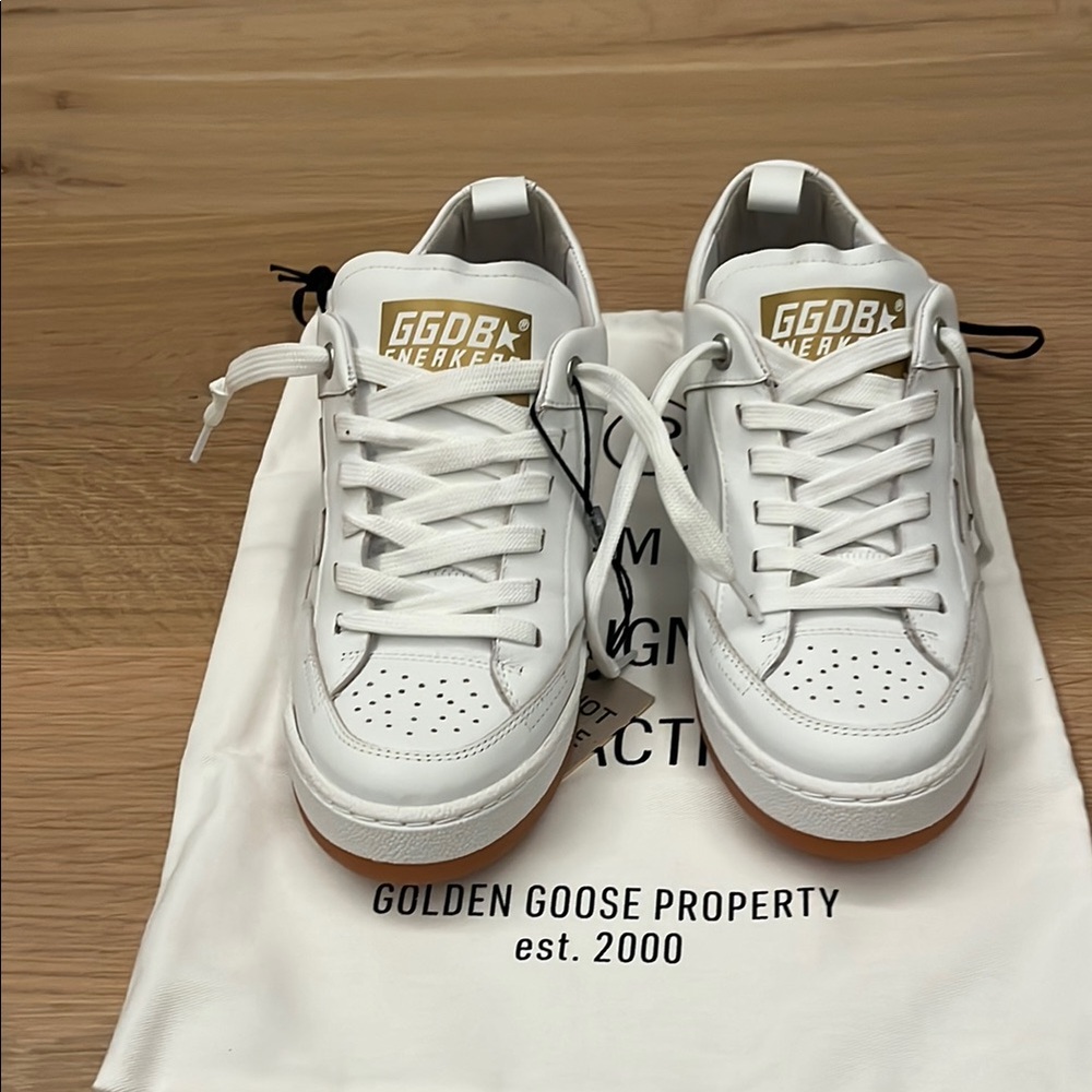 Golden Goose White and Gold Sneakers YEAH